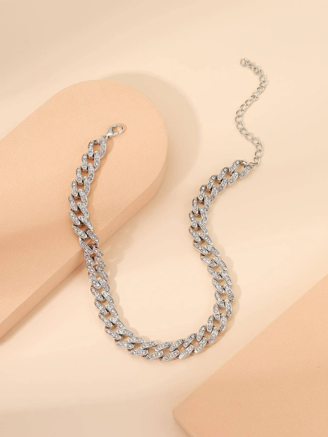 Women Men Rhinestone Chain Choker Statement Necklace Modern Necklace Creative