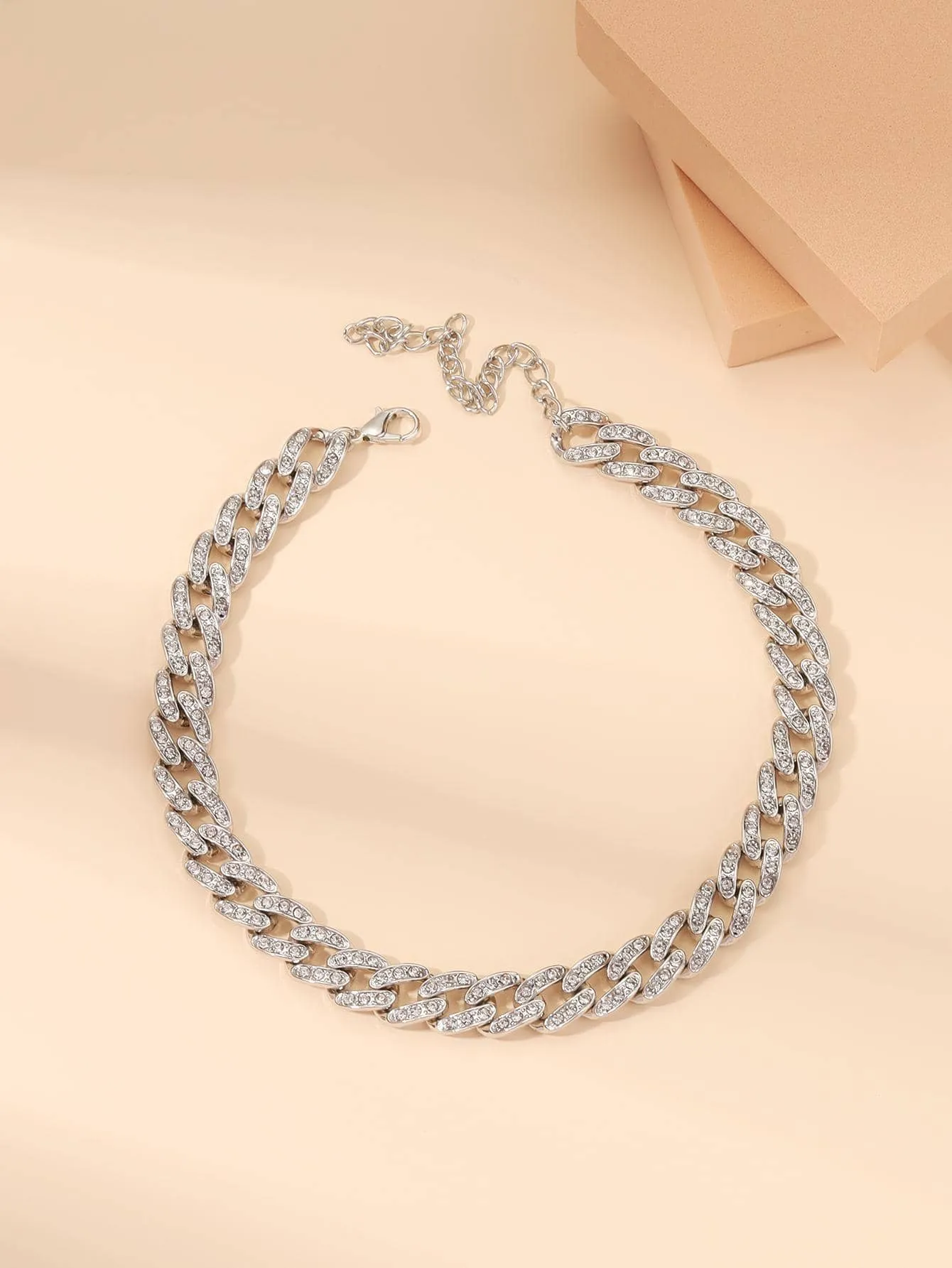 Women Men Rhinestone Chain Choker Statement Necklace Modern Necklace Creative